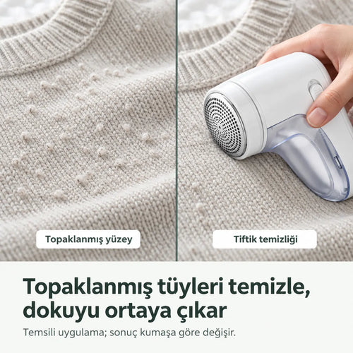 Şarjlı Tüy Temizleme ve Tiftik Temizleme Makinesi + Yedek Bıçak Hediyeli
