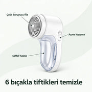 Şarjlı Tüy Temizleme ve Tiftik Temizleme Makinesi + Yedek Bıçak Hediyeli