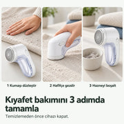 Şarjlı Tüy Temizleme ve Tiftik Temizleme Makinesi + Yedek Bıçak Hediyeli