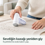 Şarjlı Tüy Temizleme ve Tiftik Temizleme Makinesi + Yedek Bıçak Hediyeli